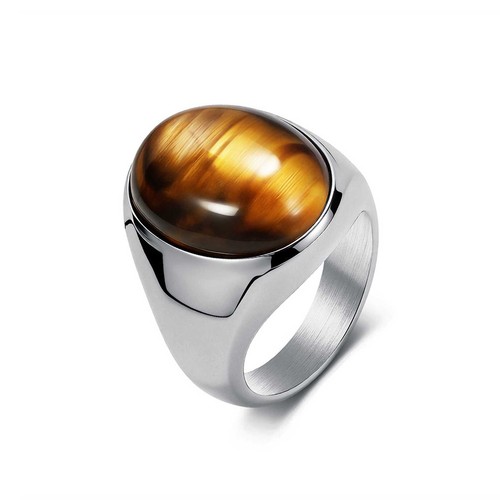Anello uomo acciaio - acciaio, ovale