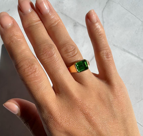 Anello uomo vintage smeraldo