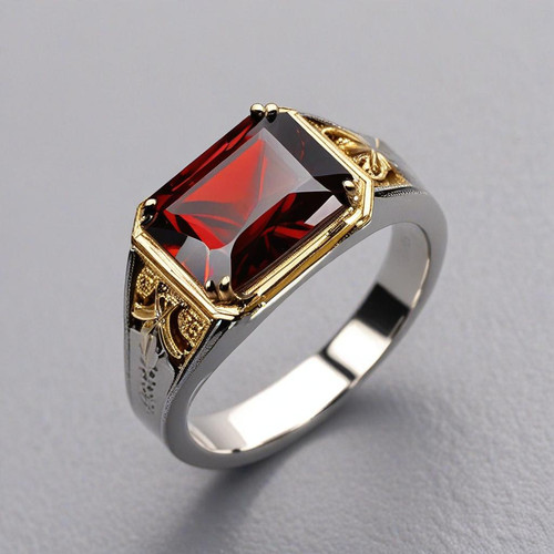 Anello uomo vintage granato - vintage,